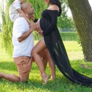 Black maternity dress for photoshoot